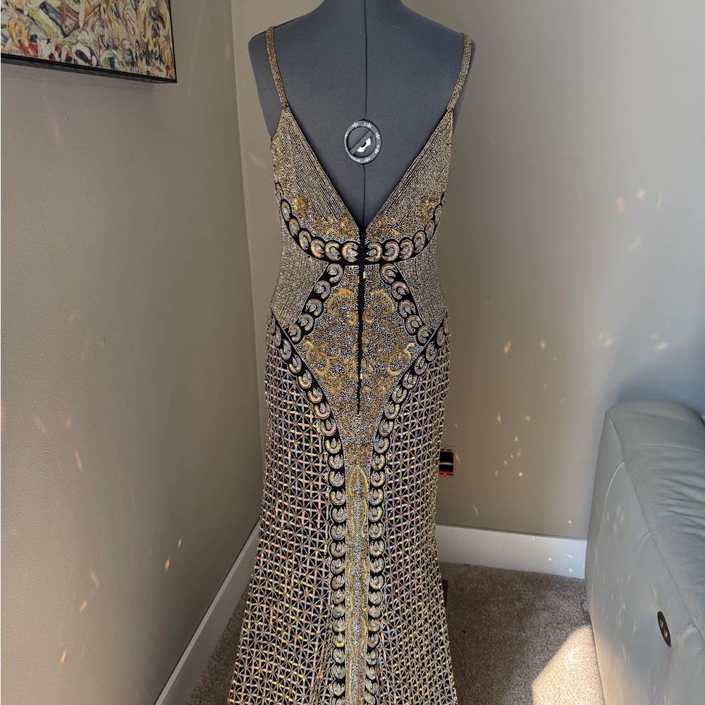 New Jovani black and gold long sequins dress - Picture 2 of 6